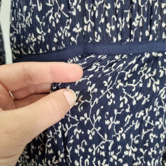 Ulla Johnson Malena Blue Floral Cotton Print 3/4 Sleeve Midi Dress Size 10 - Picture 9 of 9